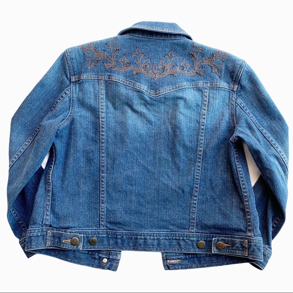 Women's Blue Embroidered Denim Jacket